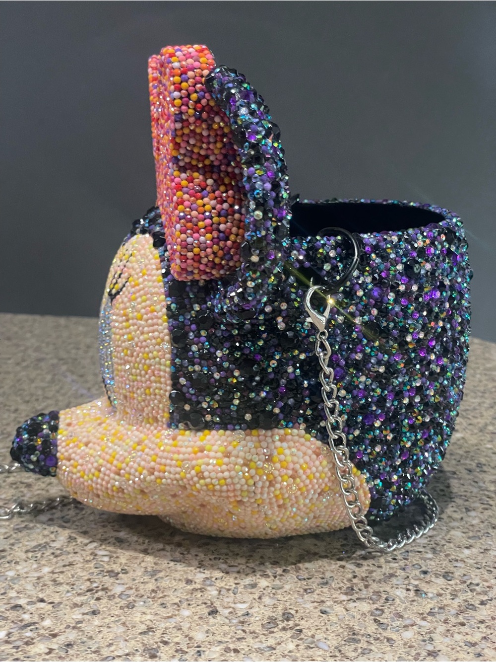 One of a kind * hand bedazzled Minnie Mouse popcorn bucket with strap - Picture 6 of 7